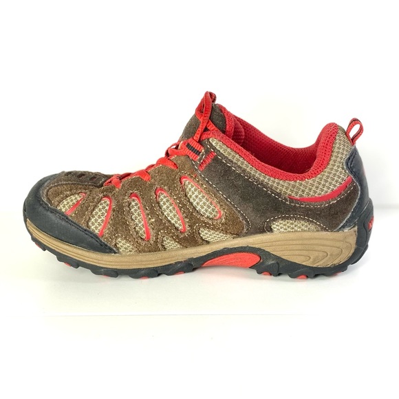 Merrell Performance Shoes Boys Sz 12 Brown Red Hiking Trail Outdoor EUC Comfort - Picture 4 of 10